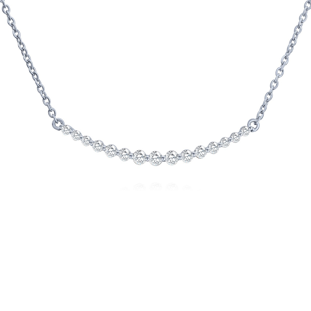 Diamond curved bar necklace | Temple & Grace NZ