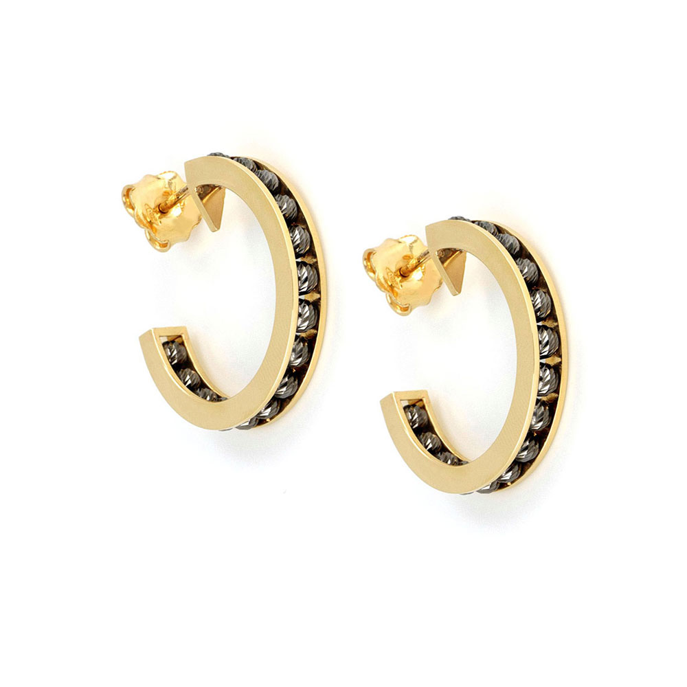 Black Gold Hoop Earrings | Temple & Grace NZ